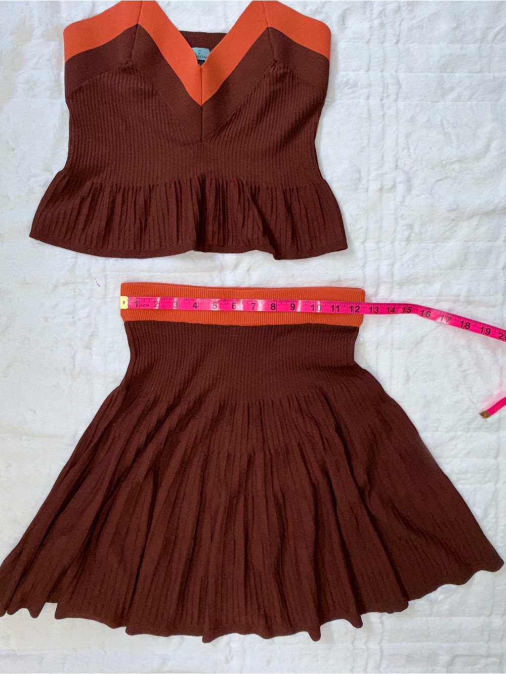 Eva Franco Ribbed Knit 2PC Skirt Set S Ruffled - Picture 9 of 10